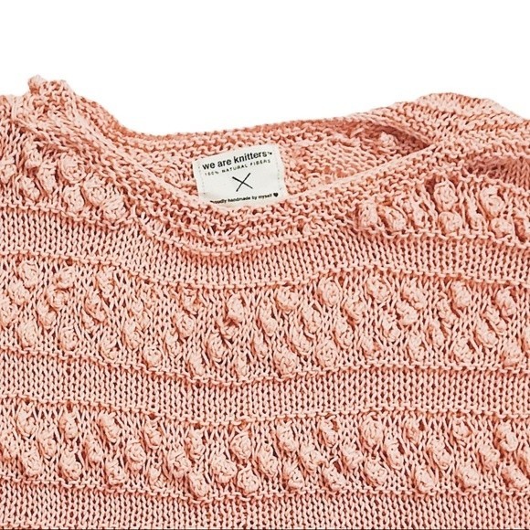 Hand Crafted Knit Bobble Stitch Coral short sleeve handmade Tee - Picture 3 of 3